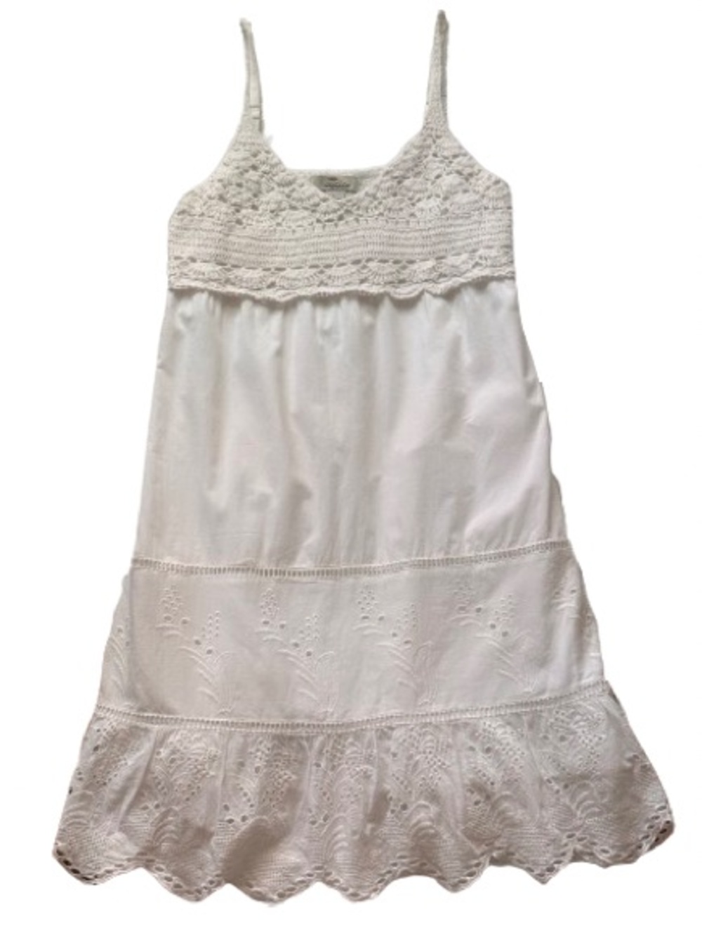 Bob Timberlake White Crochet Bodice Spaghetti Strap Summer Dress Size L